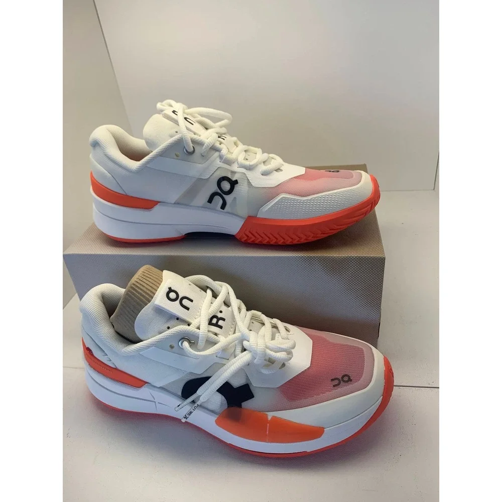 On Running Women's Roger Pro White Pink Orange Tennis Shoes